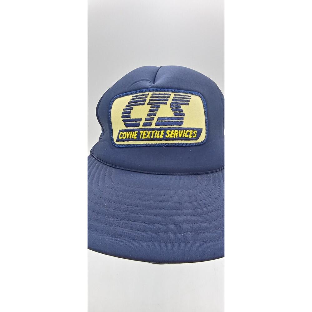 Vintage Trucker Hat Coyne Textile Services Snapback Mesh Foam Patch Blue